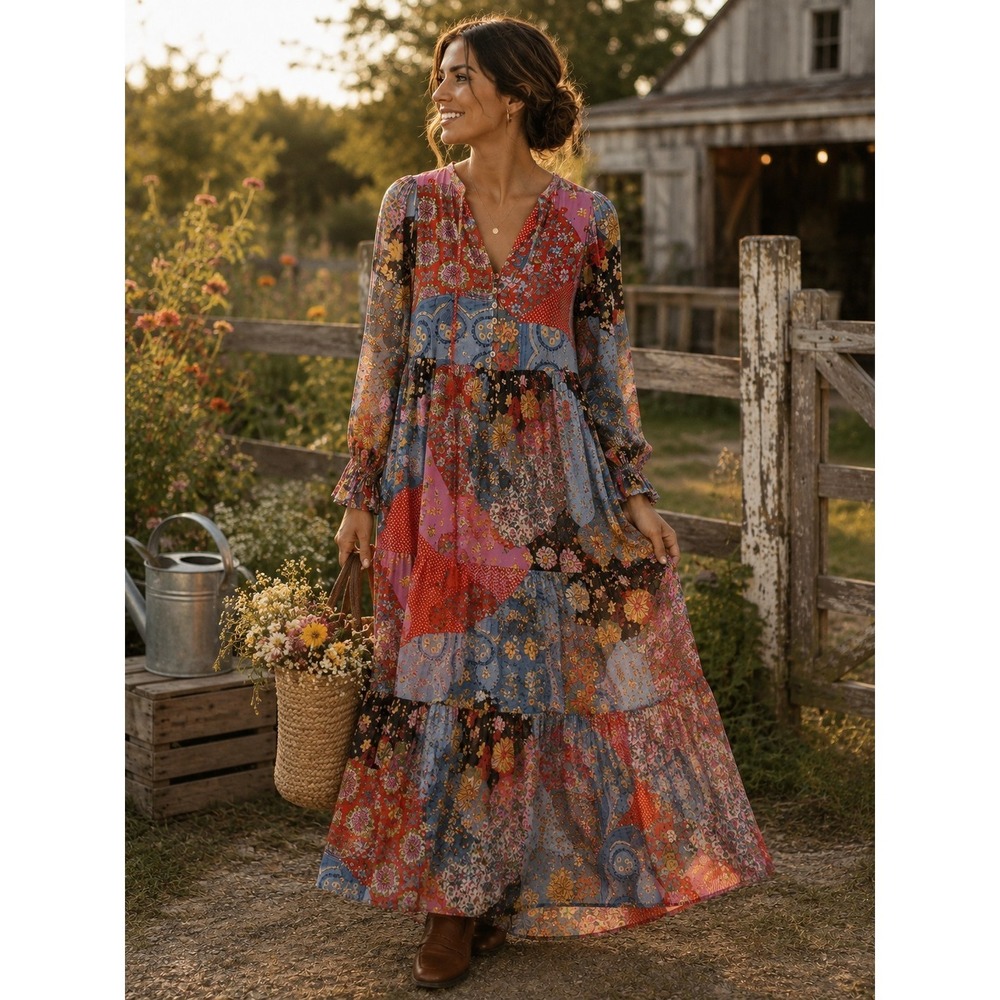 Spell & The Gypsy Cha Cha Boho Midi Dress Jewel Multi Women's Size XSmall
